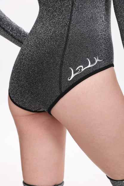 LZLK Silver Sparkle 2mm Long Sleeve Bikini Wetsuit – Black