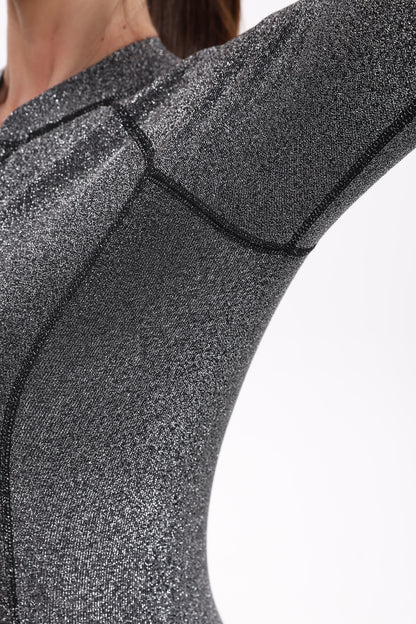LZLK Silver Sparkle 2mm Long Sleeve Bikini Wetsuit – Black